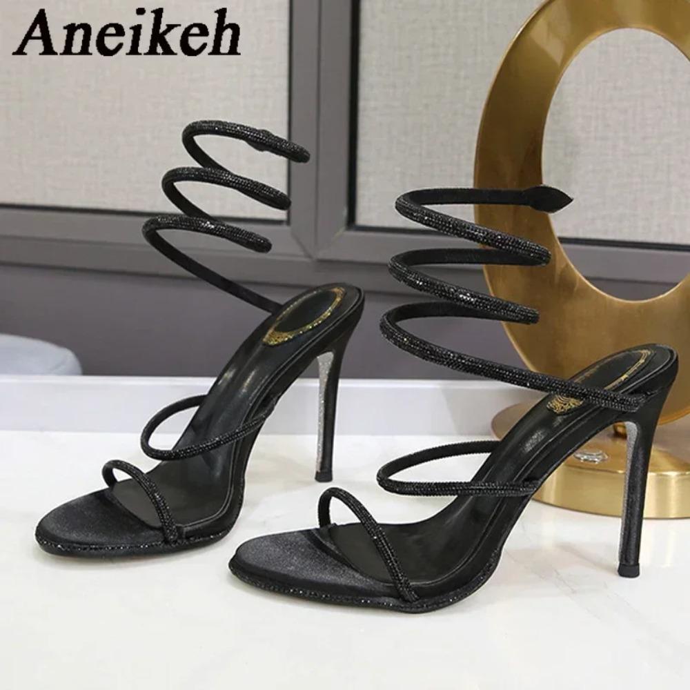 Luxury Rhinestones Snake Coiled Ankle Strap