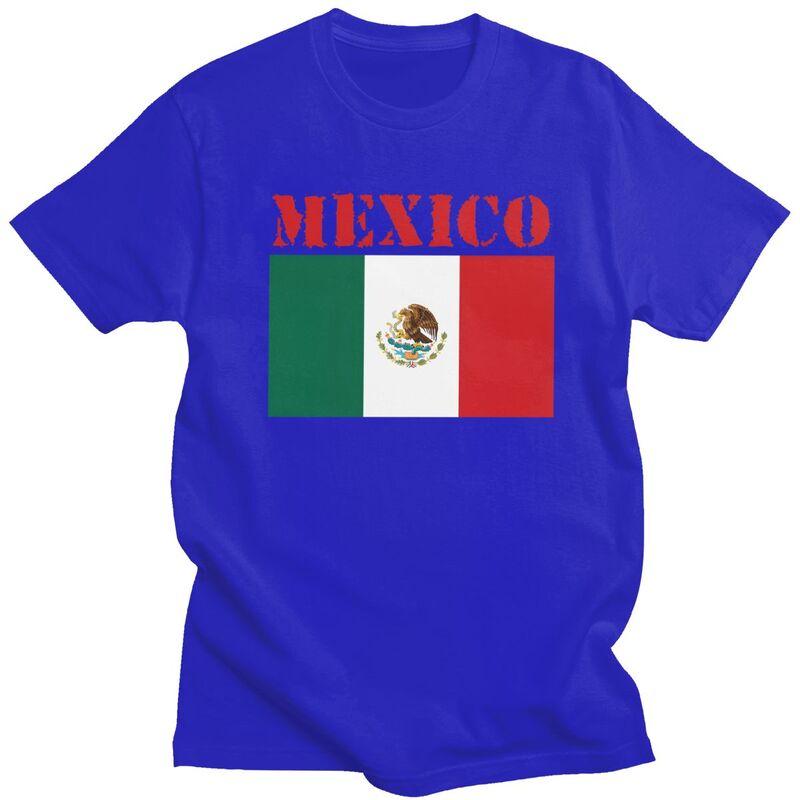 Custom Mexico Flag Tshirt for Men Short Sleeves Casual T Shirt Fashion Tshirt Loose Fit Pure Cotton Tee Gift