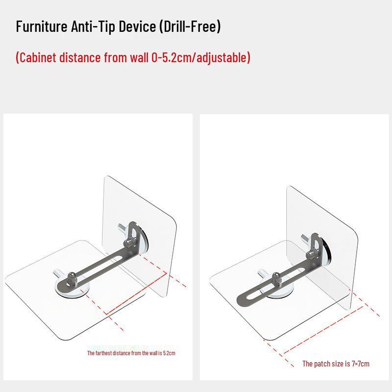 Punch-Free Anti-Tip Fixator for Cabinets, Wardrobes, Bookcases, and Children's Furniture