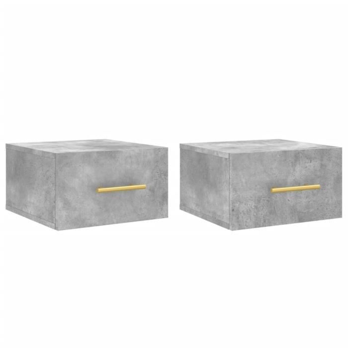 VidaXL Tables de chevet murales 2 pcs gris béton 35x35x20 cm 829797