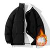 2026 Autumn and Winter New Cotton-padded Clothes Korean Version Spliced Lamb Wool Hooded Jacket Loose Versatile Cotton-padded Clothes Men's