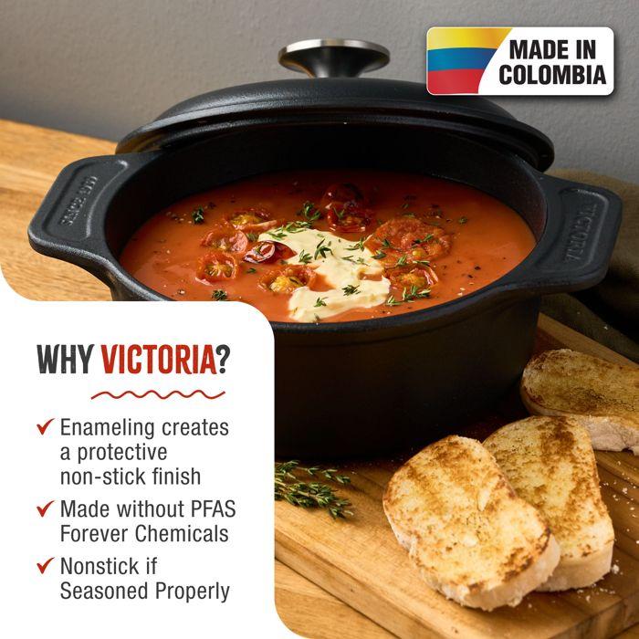 Cocotte Induction Fonte Émaillée 20 cm, Dutch Oven 1,9L, Sans PTFE et PFOA Victoria 34894 Noir