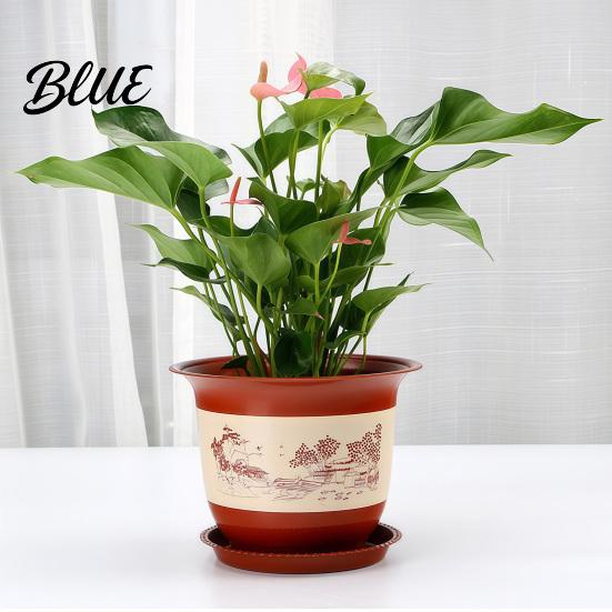 Weather Resistant Planter for Fruit Trees Plastic Flower Pot Large Plants with Drainage Holes & Saucer Tray Flowerpot Outdoor Breathable Nursery