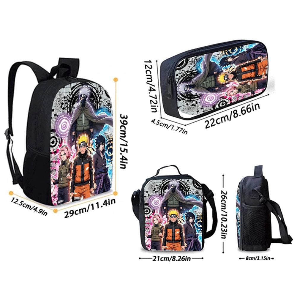 NARUTO Children School Daily Pack, 16 Inch Lightweight Animated Pupil Carrier, Dual Zip Pockets Durable For Boys Girls Age 4-10
