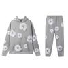 Denim Tears Kanye Style Baumwollblumen Hoodie & Jogginghosen Set