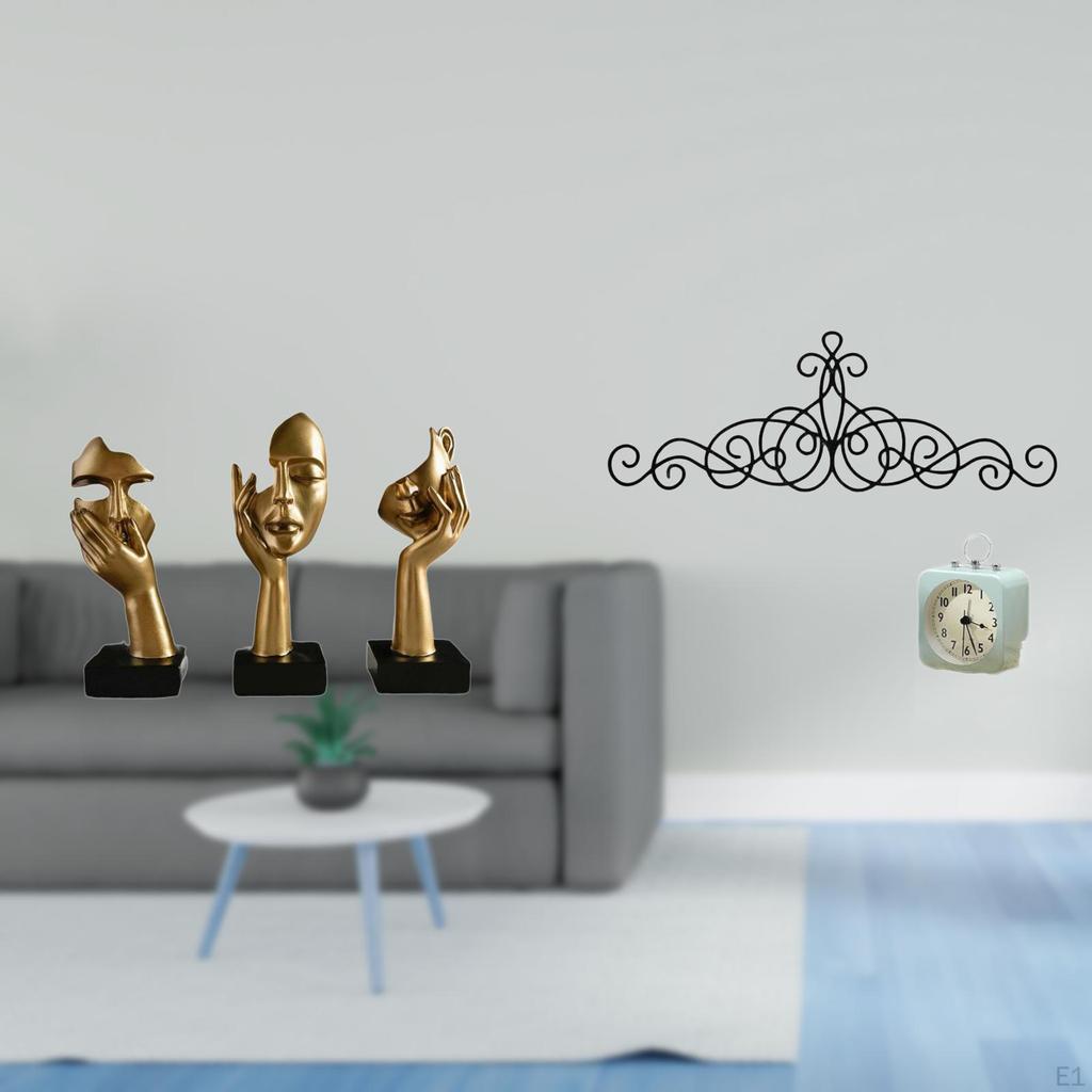 Resin Thinker Statues Tabletop Abstract Art Sculptures Scroll Metal Wall Decor Plaque Floral