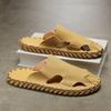Fashion Driving Shoes Men's Summer Baotou Soft Bottom Sandals and Slippers Year's New Deodorant Leather Sandals Men's Casual Beach Shoes