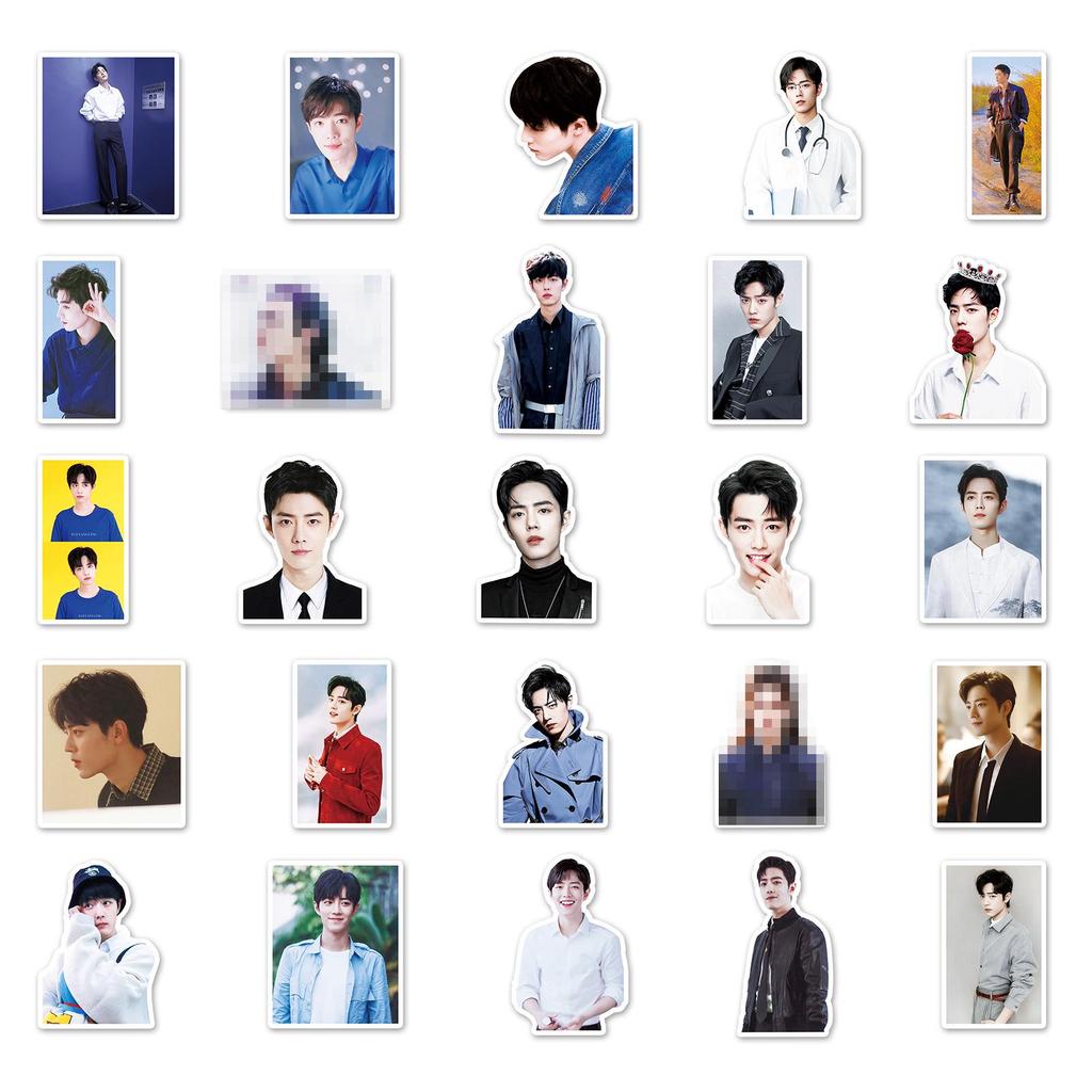 50-Piece Xiao Zhan Fashion Sticker Set for Notebooks, Luggage, Scooters, Cars