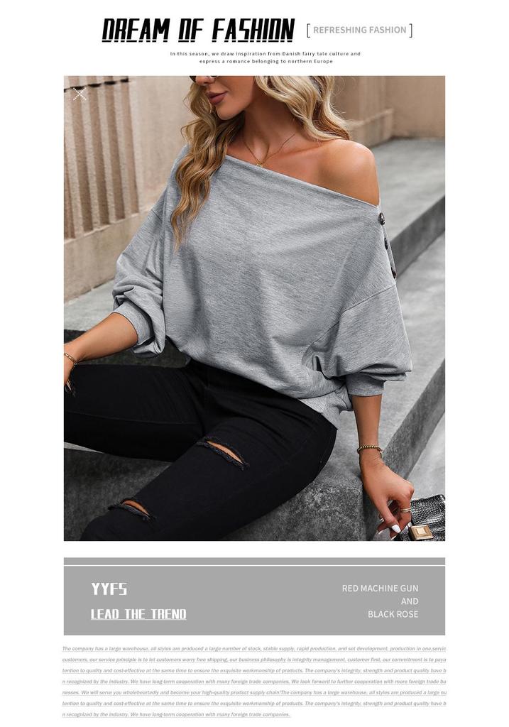 Autumn/Winter Women's Off-Shoulder Loose Casual Long Sleeve Sweatshirt