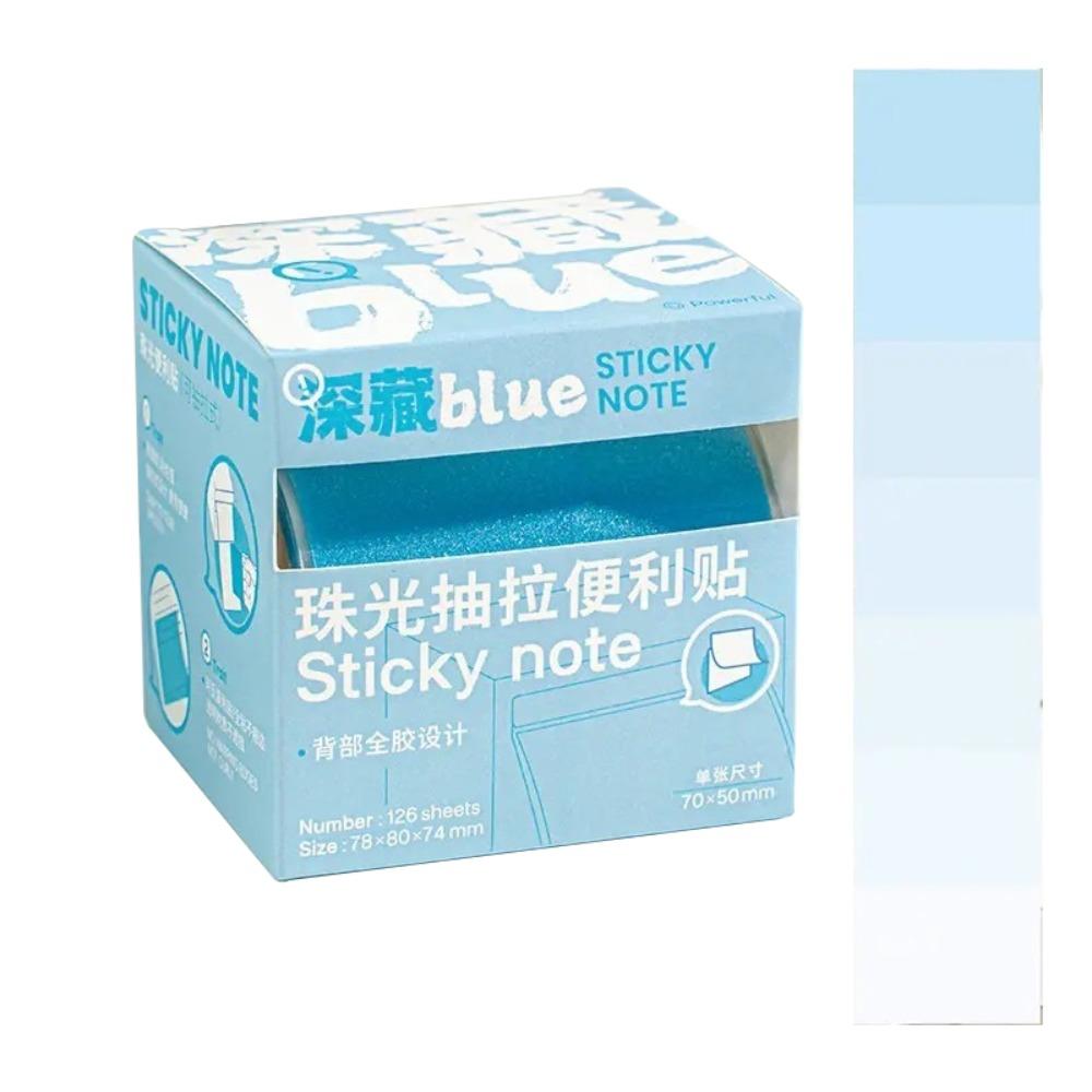 

126 листов Задняя полная клейкая Перламутровая липкая лента Прозрачные перламутровые липкие заметки Студент Deeply Hidden Blue