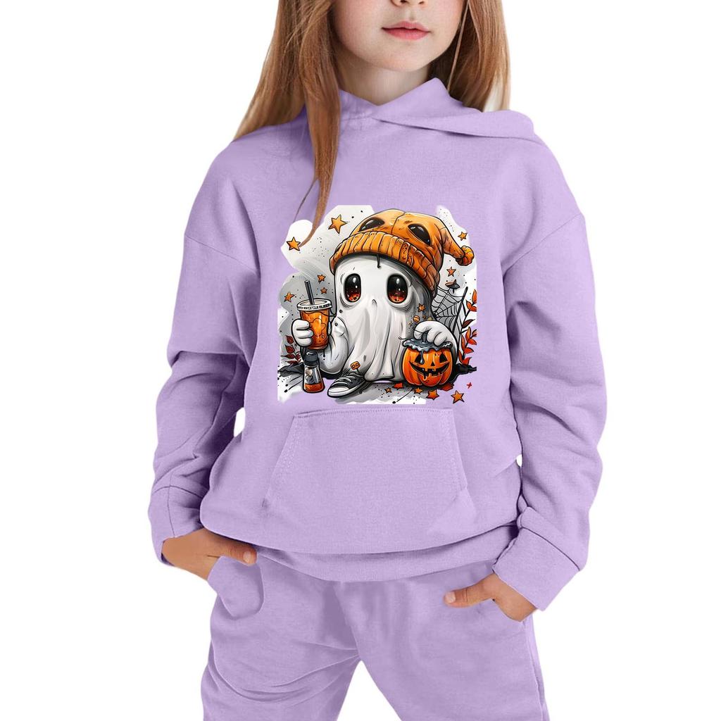 Kids' Hooded Sweatshirt with Halloween Print for Festive Wear