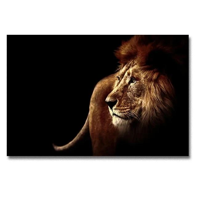 Modern Lion Family Wall Art Canvas Painting Print Posters Nature Animal Tiger Mural Pictures for Living Room Home Decoration