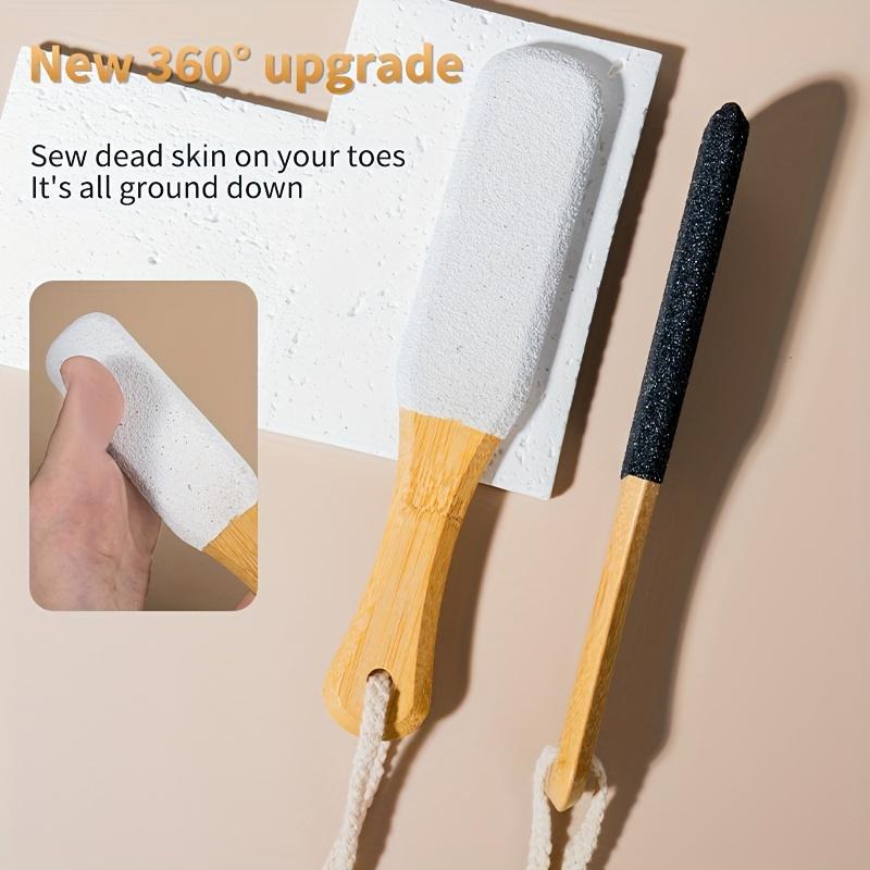 Bamboo Handle Foot File 360° Natural Pumice Stone Exfoliator Professional Pedicure Tool for Callus Removal Dead Skin Foot Scrubb
