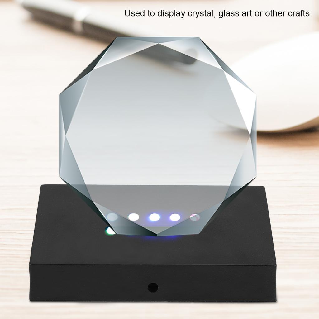 LED Light Lamp Display Stand Glass Art Base Holder (Colorful Light S)