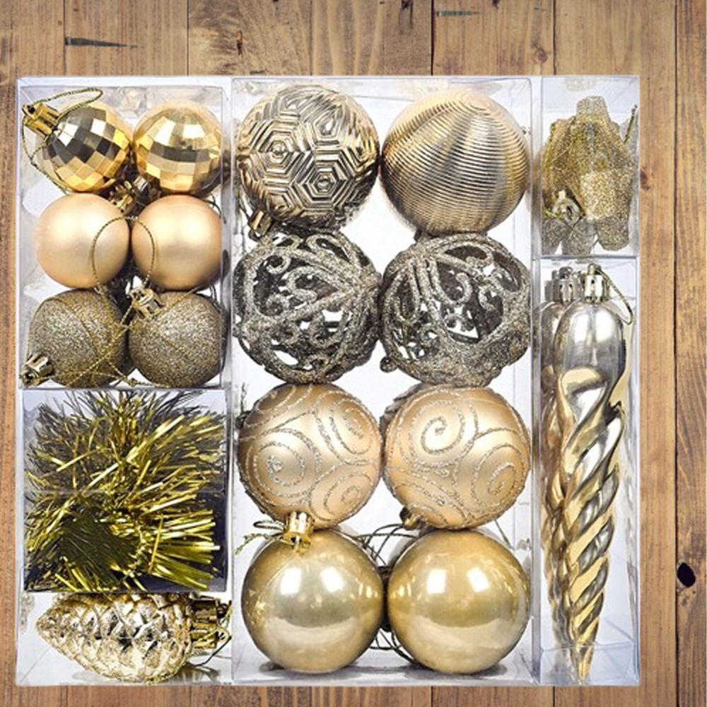 44pcs Shatterproof Electroplated Hanging Balls Christmas Tree Ornaments New Year Decoration