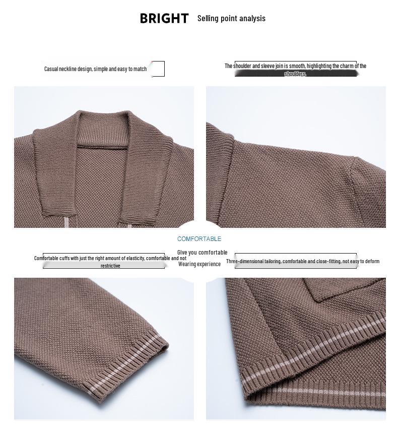Men's Slim Fit Spring/Autumn Knit Cardigan with Pockets - Solid Color Korean Style Outerwear