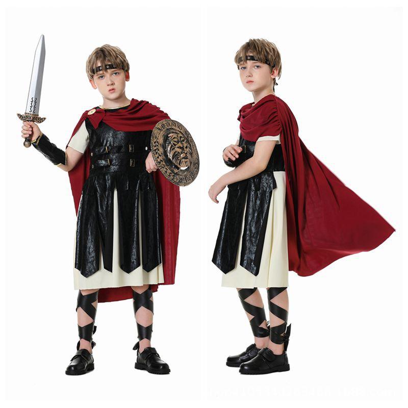 Kids Halloween Performance Costume Spartan Warrior Gladiator Roleplay Outfit for Boys
