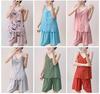 Neo-Chinese Cotton Silk Camisole Pajama Set for Women - Summer 2025 Beach Style