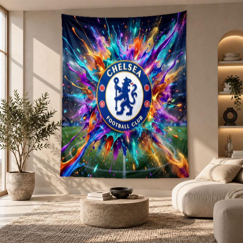 Tapiz Decorativo, Arte de Pared Impreso del Chelsea FC, Colgante de Pared Ligero para Fondo de Dormitorio