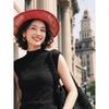 Basic House Women's Semi-High Collar Flutter Sleeve T-Shirt