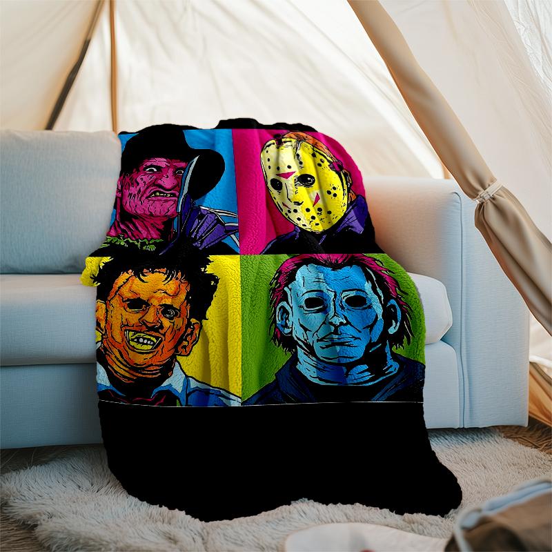 Halloween horror Theme Printed Blanket - Perfect for Couch, Bed, Travel & Outdoor Use | Machine Washable, Cozy & Durable.