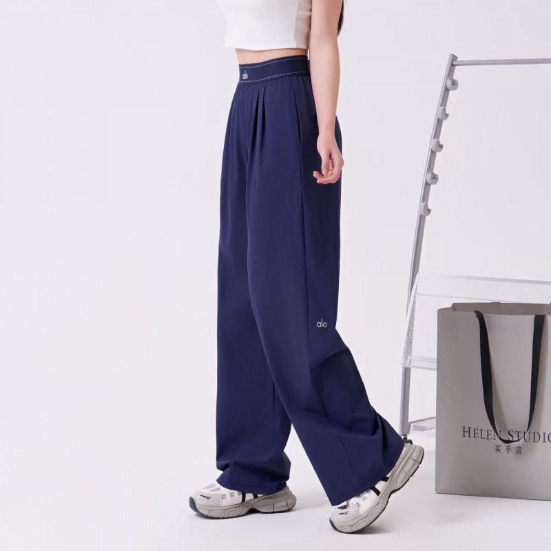 High-Waisted Wide-Leg Straight Trousers Women - Stretchy Nylon Tailored Pants Elegant Casual Office Wear