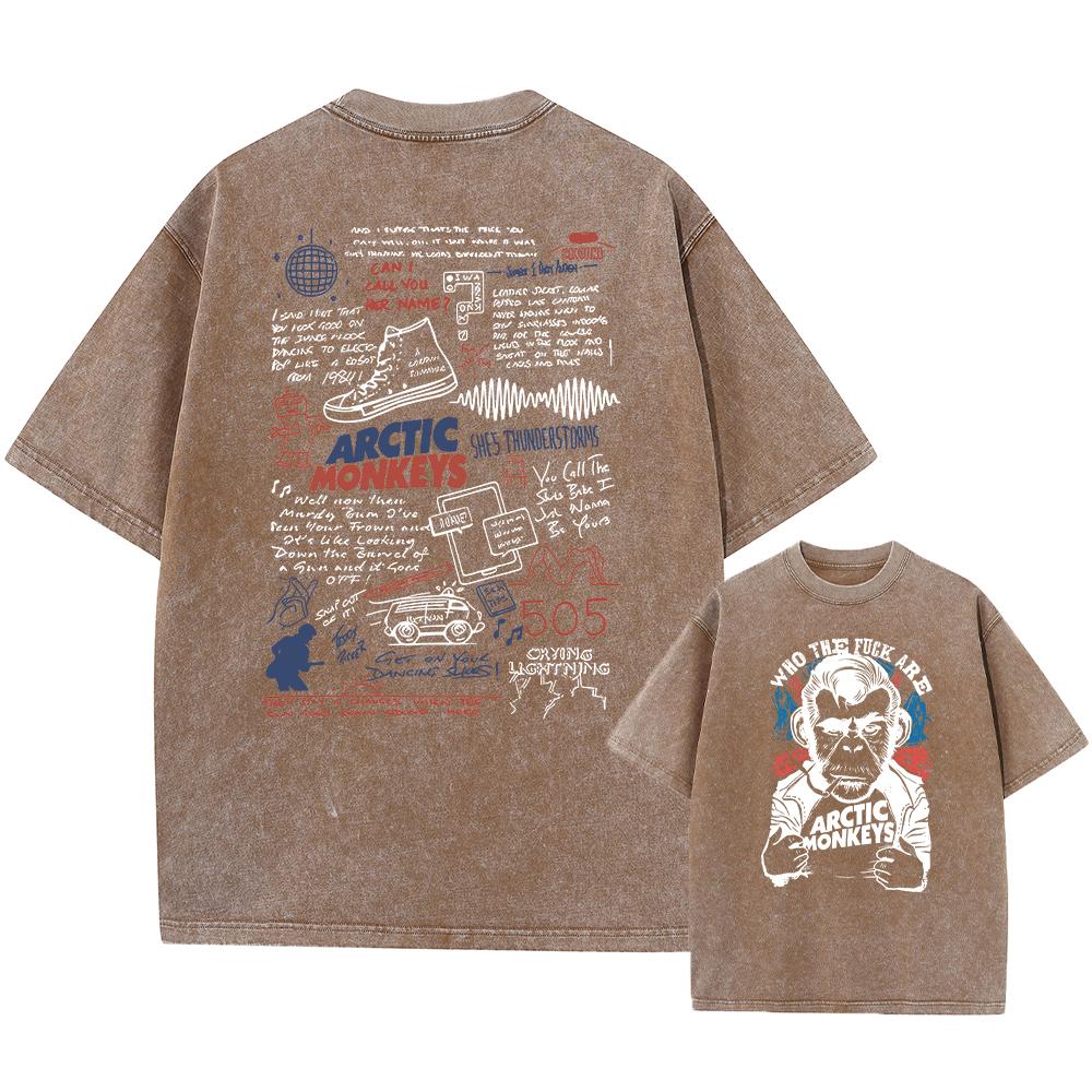 Retro Rock Arctic Monkeys Musikkalbum Grafisk T-Shrit Vintage Vasket Oversized Kortermet T-skjorte for menn Y2k Hip Hop Streetwear