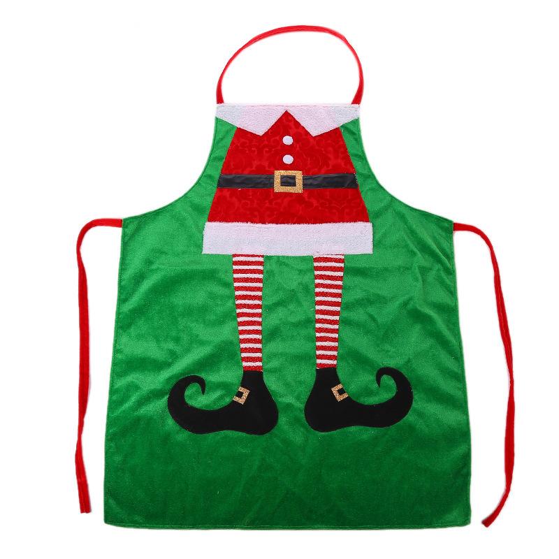 Christmas Decoration Elf Apron Green Kitchen Apron Waiver Christmas Printed Apron Christmas Belt Style Apron