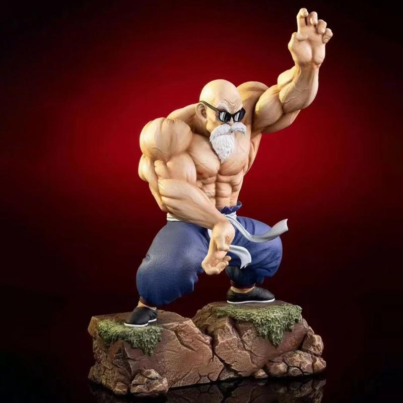 GK Anime 25cm Master Roshi Action Figure Ornament Combat Posture Muscle Kame Sennin Statue PVC Collection Model Toys