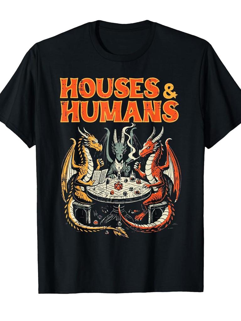 2026 T-shirt Unisex Casa e HuUnisexs Gioco Fantasy T-shirt RPG Umoristico Design Imitazione con Drago e Arte di Gioco T-shirt Gioco