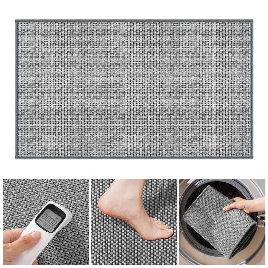 Floor Mat Anti-Slip Design Water Absorbent Quick Drying Bathroom Mat Durable Braided Texture Entryway Rug
