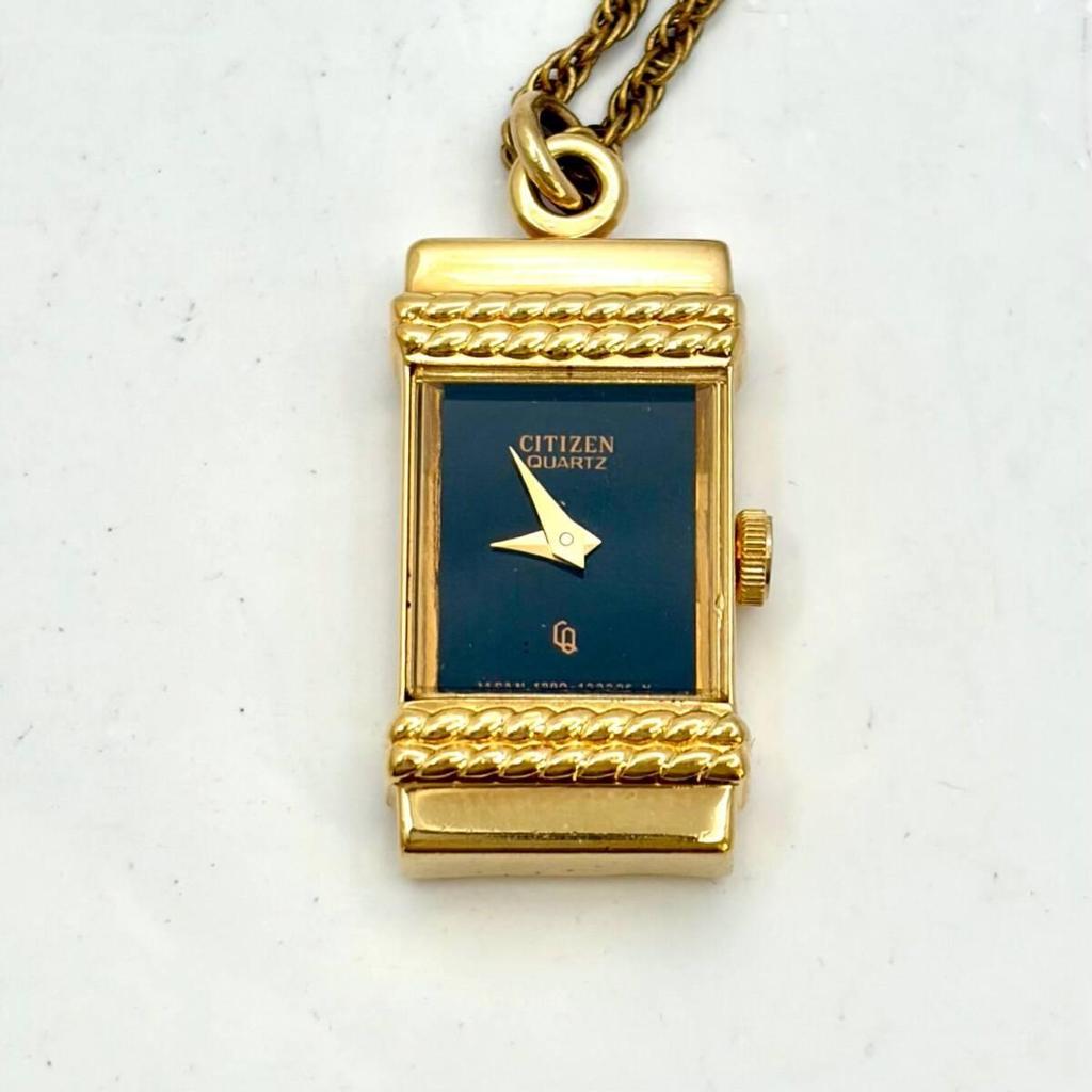 Used [Rare/New Battery] CITIZEN Pocket Watch Pendant Watch Gold 4-131711