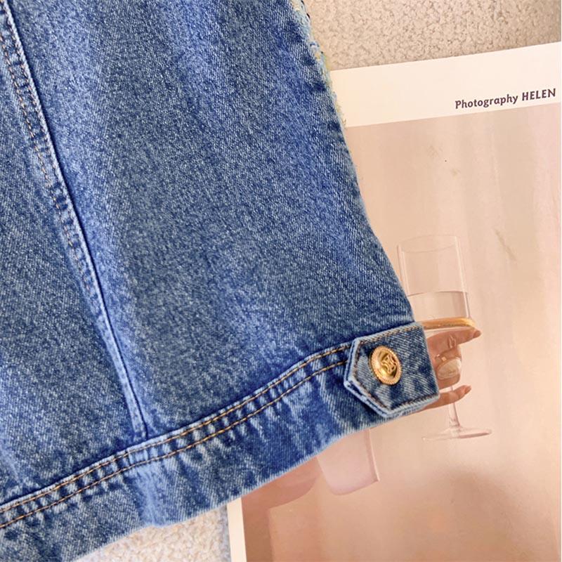 Vest for Women Cotton Sleeveless Tops Denim Vest Oversize Casual Large Pockets Zipper Vest