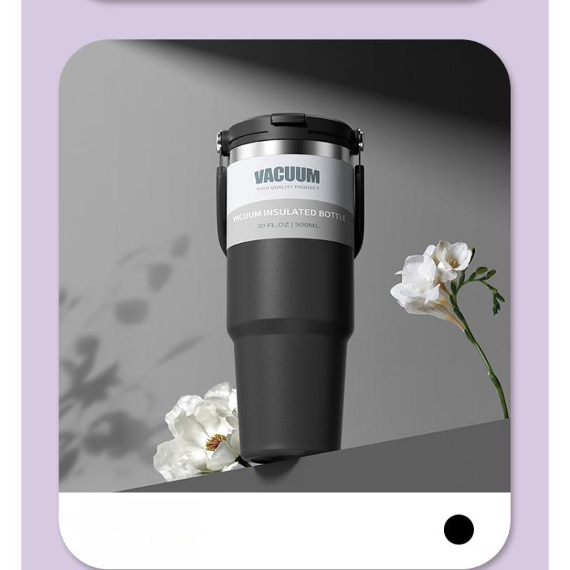 1PC Thermos Cup 30oz Car Cup Stainless Steel Car Ice Cup Portable Giant Vacuum Portable Straw Water Cup