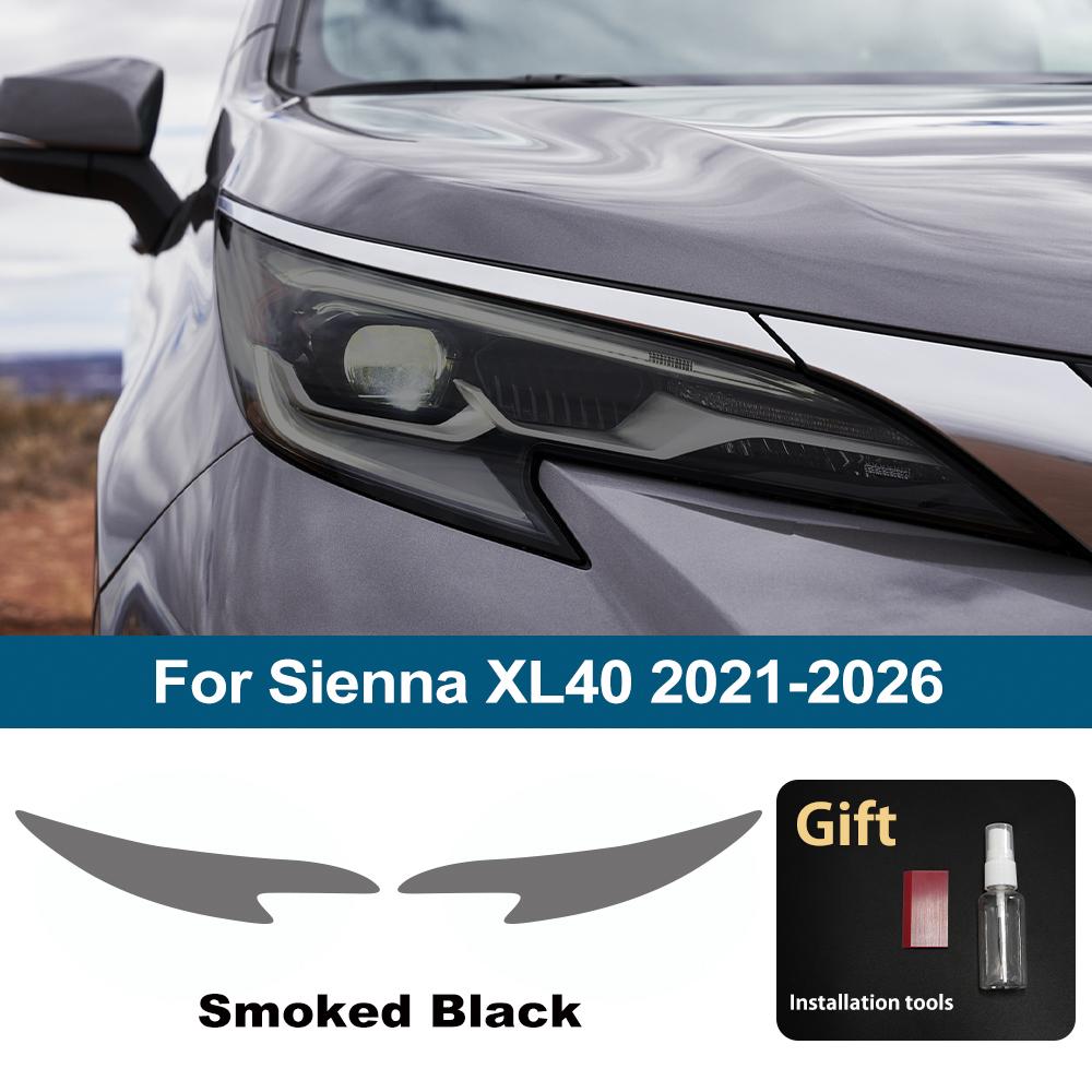 

For Toyota Sienna XL40 2026-2026 Car Headlight Protective Film Smoke Black Pre Cut Anti-Scratch High-Gloss Vinyl Wrap Film For Sienna 21-26 SMK