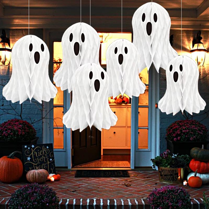 Halloween Ghost Hive DIY Hangings Atmosphere Props White Creative Design Paper Funny Handicrafts Hom Party Decoration Various Size