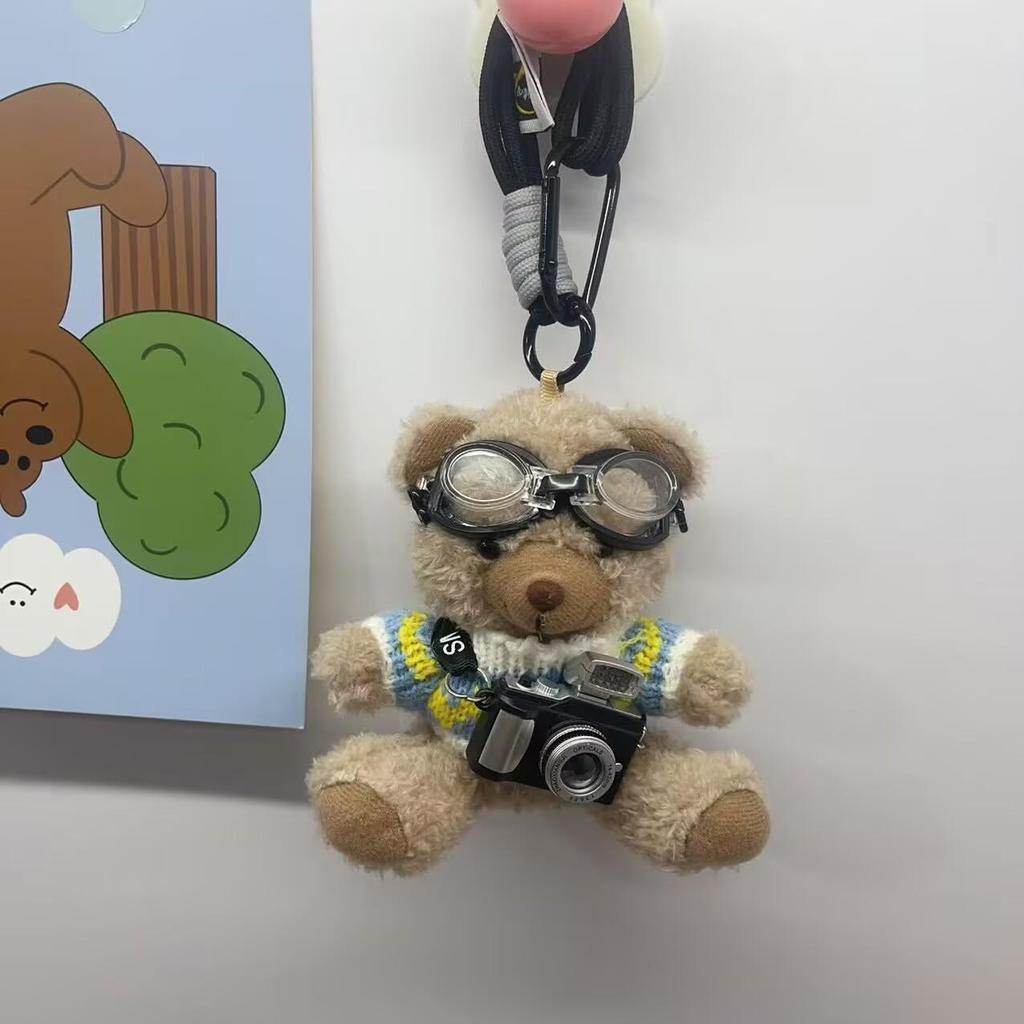 Kreativ Kamera Björn Hänge Plyschdocka Pilot Figur: Present till par Nyckelring Väskberlock