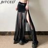 Summer Women's Solid-Color Slim-Fit Streetwear High-Waisted Mesh Split Skirt