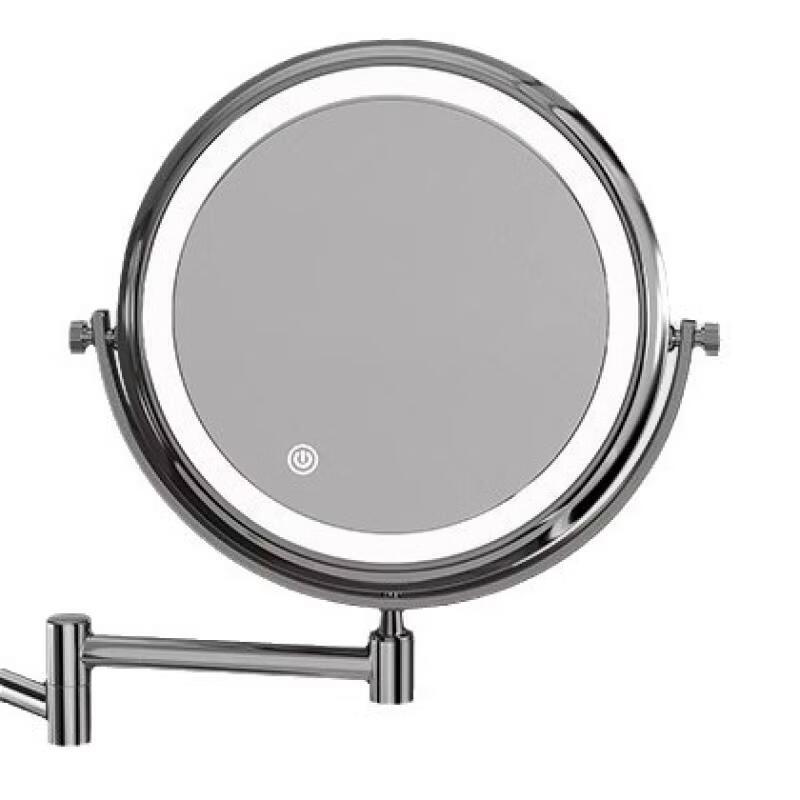 HANDON 8-inch Double Folding Magnifying Bathroom Mirror with LED Light