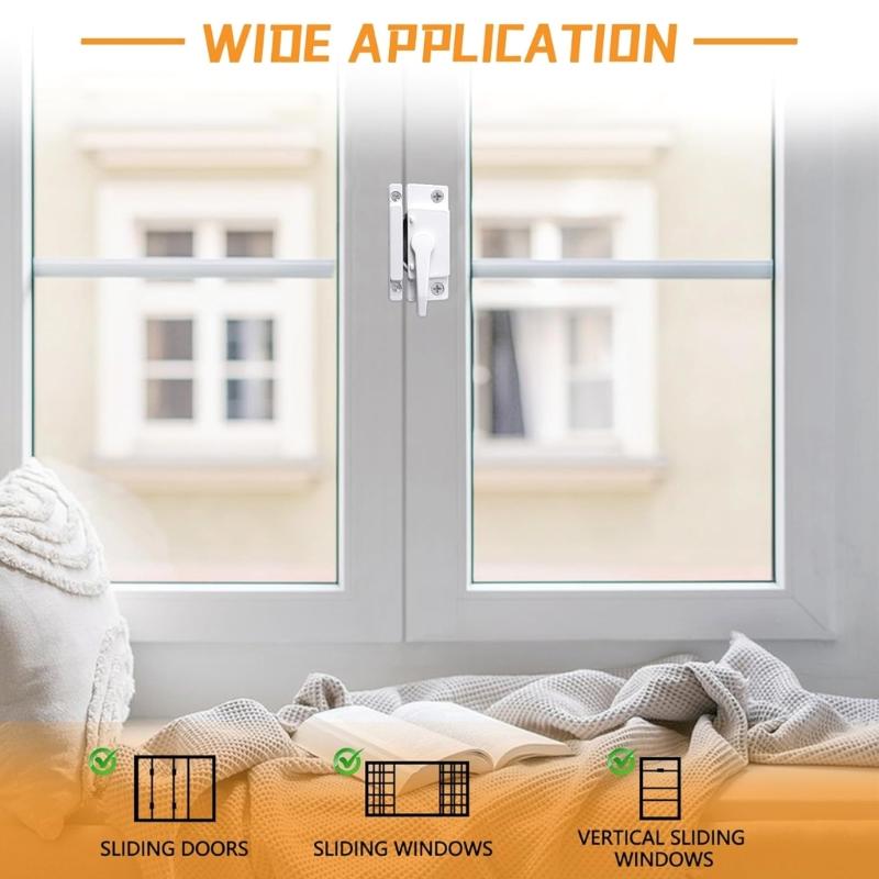 Pack of 4 Sliding Window Sash Lock for Vertical and Horizontal Window White Sturdy Aluminum Alloy Materials Daily Use