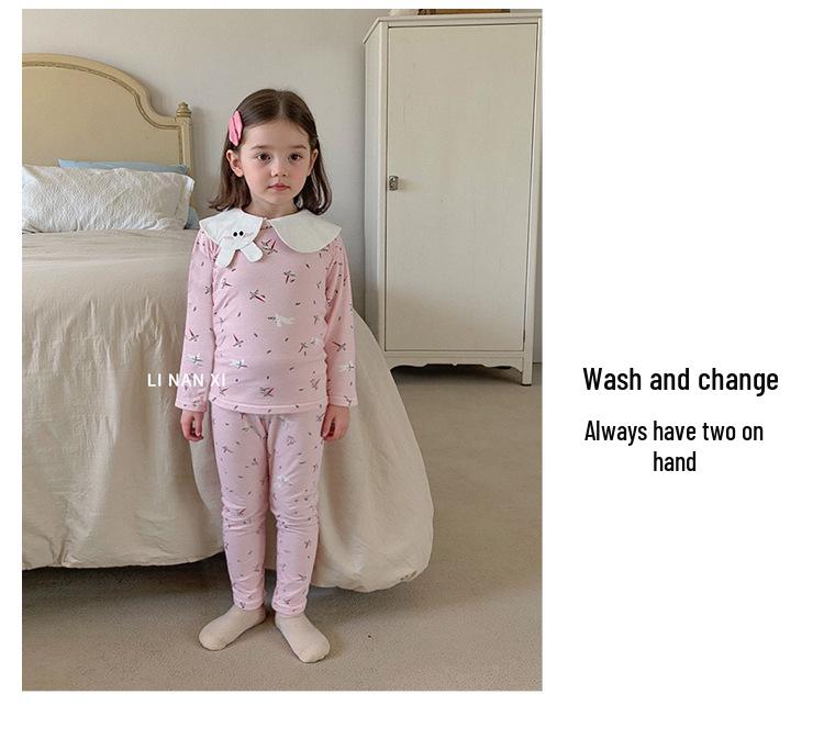 Children's Early Spring Pajama Set 2026: Girls' Lycra Cotton Cartoon Homewear.