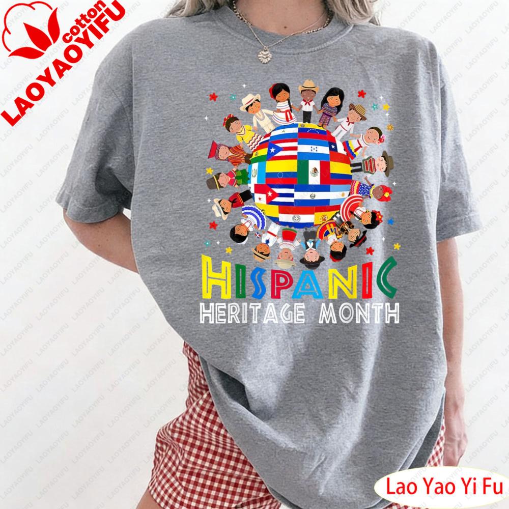HERITAGE MONTH T Shirt Colorful Flag Print Clothes Womne Tee The Patterns of National Flags of Various Countries Clothes