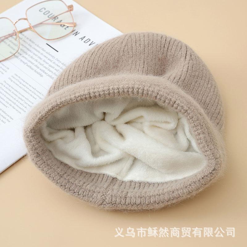 New blended knitted pullover hat children's autumn and winter warm iron standard headgear metal letter label wool hat
