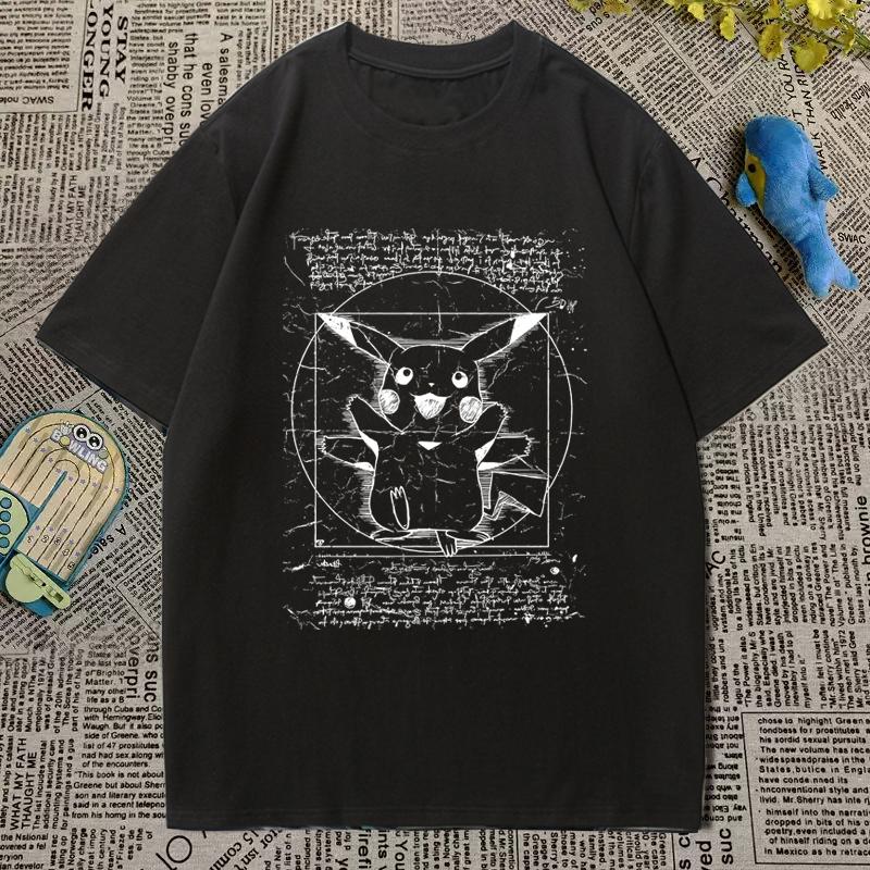 Pokémon Tshirt Mens and Womens Printed Short Sleeve Anime Cartoon Geng Gui Childrens Clothing Student Peripheral Summer