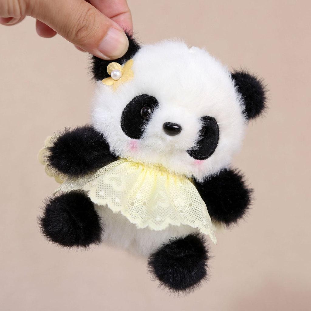 Cute Panda Fairy Plush Doll Keyring With Dresses And Floral Decor For Bag Decor