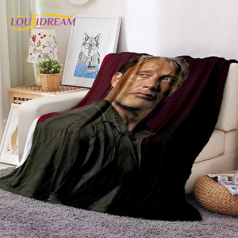 Mads Mikkelsen 3D Schauspieler StarSoft Decken, Warm halten Überwurfdecke Bequeme Decke für Picknick Betten Sofa Zuhause Schlafzimmer Geschenk Kind
