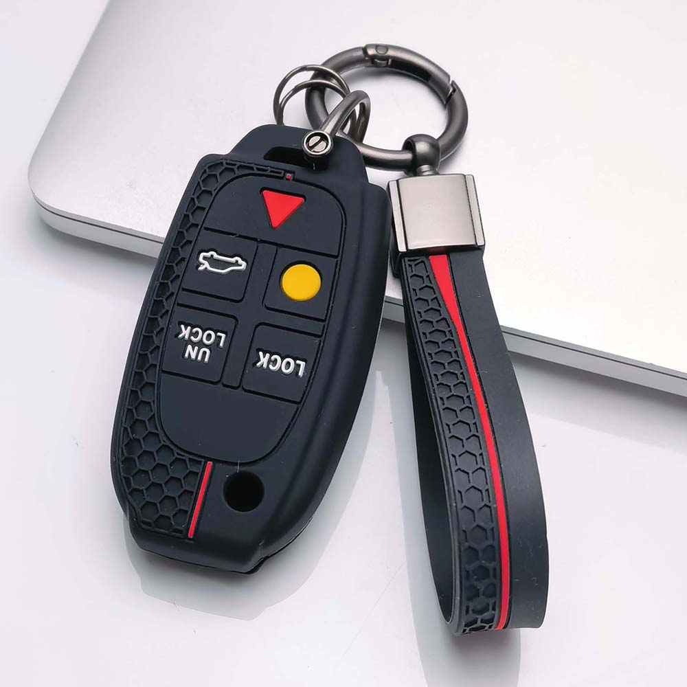 Key Fob Cover for Volvo XC90 XC70 S60 S80 V70 with Keychain Anti-Scratch Guard Shockproof Protection Soft Grip Texture Responsive Button Touch