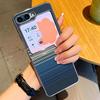 Geometric Cloth Texture Case For Samsung Galaxy Z FlIP 7 FE 6 5 Plating PC+PU Leather Hybrid Folding Cover For Samsung Z Flip7 Flip6 Flip5