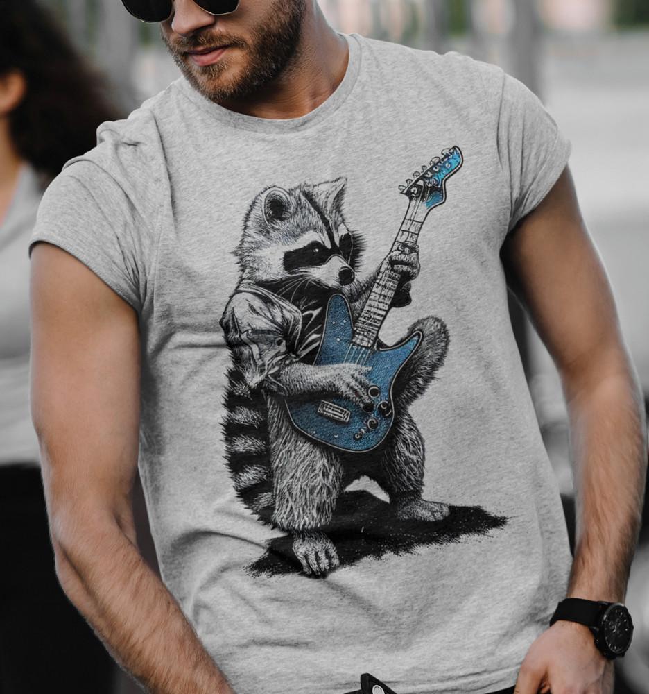 Funny Raccoon Guitar T-Shirt Music Lovers Gift, Raccoon Tee, Guitarist Gift