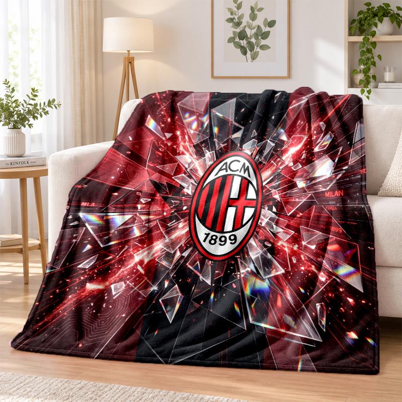 AC Milan Printed Flannel Blanket Warm Comfort Bed Throw For Indoor Home Decoration
